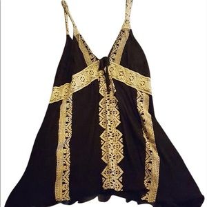 Black and Cream Swing Blouse Tank-top/ Cami